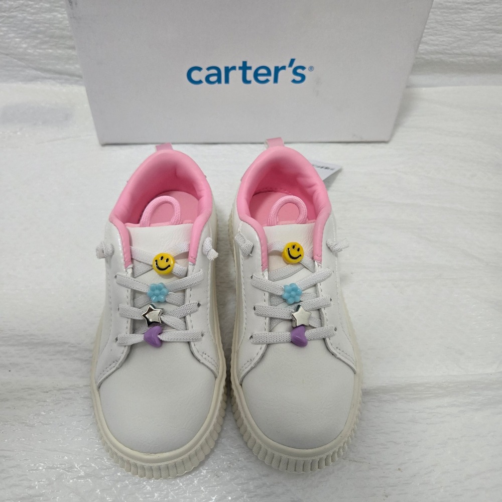Carter's Tilsley Toddler‎ Girls White Pink Pull On Sneakers CF25H01B Size 10